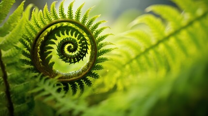 A close-up of a spiraled fern unfurling, capturing the magic of nature's patterns.
