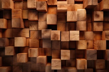 Foto op Aluminium Square milled wood wooden background with 3d effect © FryArt Studio