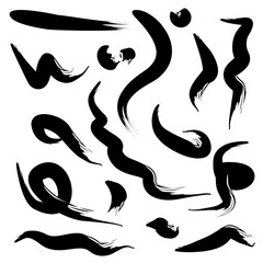 Paint spots and strokes on white background art decor design 