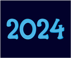 Happy New Year 2024 Abstract Cyan Graphic Design Vector Logo Symbol Illustration With Blue Background