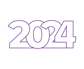 Happy New Year 2024 Abstract Purple Graphic Design Vector Logo Symbol Illustration