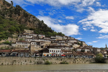 'Thousand Windows' or 'Windows over Windows' houses in Mangalem district seen from Osum river south...