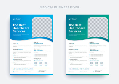 Healthcare flyer design medical flyer | Corporate medical flyer design | Creative medical flyer | Modern medical leaflet design vector template