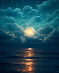 Zelfklevend Fotobehang full moon over the sea © katerinka