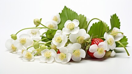 A cluster of pristine white strawberries, renowned for their rarity, are elegantly positioned...