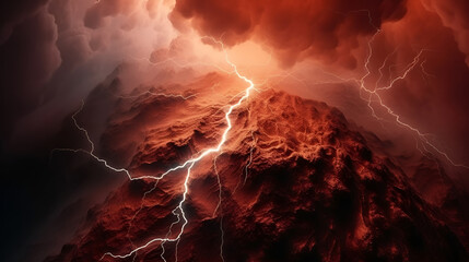 beautiful red background with lightning and glow