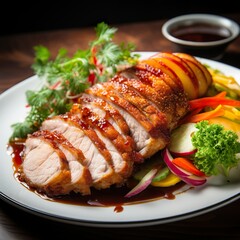 Roast pork served in a first-class restaurant