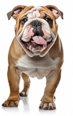 English Bulldog dog standing and looking at the camera in front isolated of white background