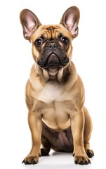 Fototapeta premium French Bulldog dog sitting and looking at the camera in front isolated of white background