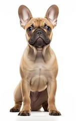 French Bulldog dog sitting and looking at the camera in front isolated of white background