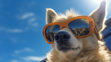 dog wearing sunglasses HD 8K wallpaper Stock Photographic Image 