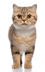 Scottish Fold Cat sitting and looking at the camera in front isolated of a white background