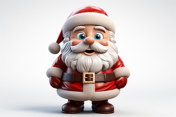 Experience the magic of the winter holidays with a 3D model rendering of a Santa Claus toy, isolated on a white background. Ai generated