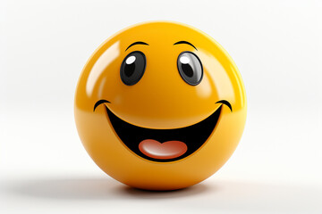 Fototapeta premium 3D model design render of a cheerful smiley face icon isolated on white background. Ai generated