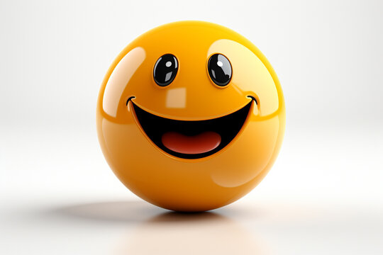 3D model design render of a cheerful smiley face icon isolated on white background. Ai generated