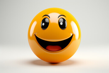 Fototapeta premium 3D model design render of a cheerful smiley face icon isolated on white background. Ai generated