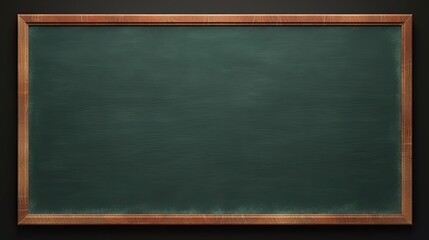 Blank green board, wooden frame, School Empty blank greenboard with chalk traces