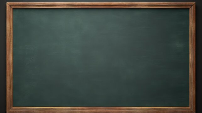 Blank green board, wooden frame, School Empty blank greenboard with chalk traces