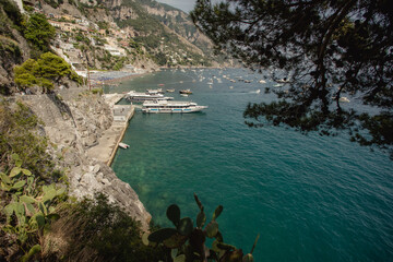 Amazing sea views of Mediterranean Sea in Positano on Amalfi Coast Italy