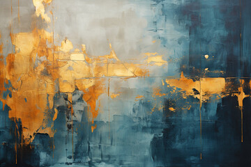 Abstract wallpaper with gold and blue colors creating a captivating wall background design. Ai generated