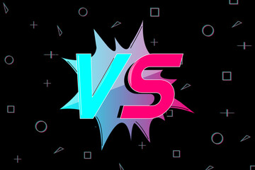 Versus VS screen banner for battle or comparison vector. Banner on a dark background in the style of popular social media