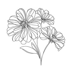 One line art flowers in minimalist style. Simple line vector illustration.