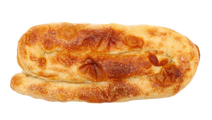 Cheese pie, burek isolated on white, top view, clipping path