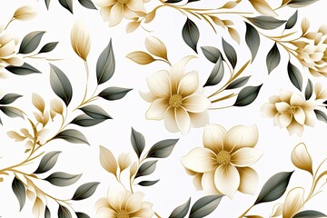 Obraz premium White and gold flower vine natural pattern