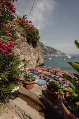 Amazing sea views of Mediterranean Sea in Positano Amalfi Coast Italy