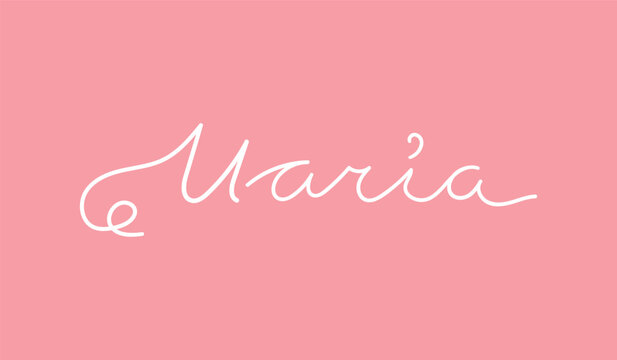 Female name Maria. Handwritten lettering calligraphy Girl name. Vector illustration