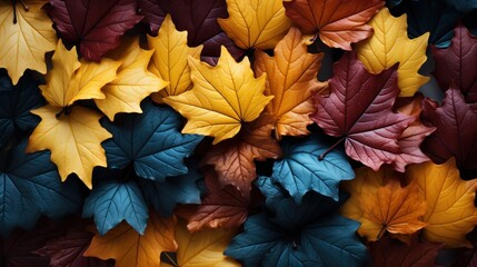 Close-up Autumn Vibrant Leaves Background