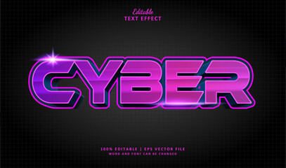 Cyber Text Effect 3d Style Tech Future Retro 80s