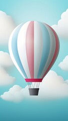 Obraz premium Colorful hot air balloon and aerostat floating in the blue sky. A delightful depiction of airborne adventure and the joyous spirit of celebration.