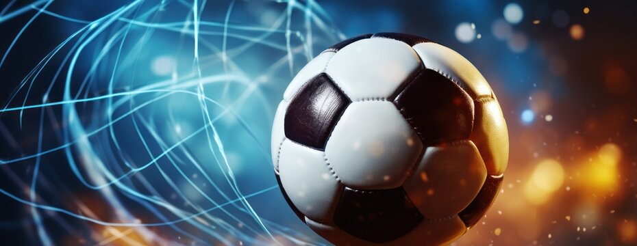 Soccer ball on abstract background. Football or Soccer Concept With Copy Space. Goal Concept.