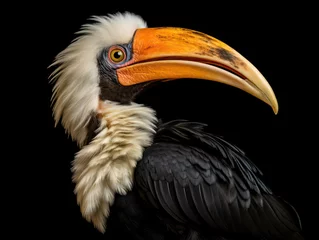 Foto op Canvas Hornbill Studio Shot Isolated on Clear Black Background, Generative AI © Vig