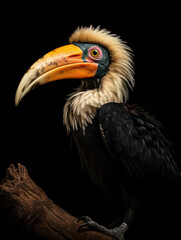 Obraz premium Hornbill Studio Shot Isolated on Clear Black Background, Generative AI