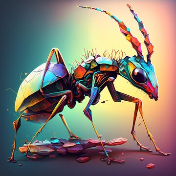 Isolated Vibrant Animated Ant, Generative AI