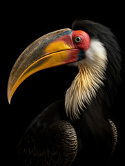 Obraz premium Hornbill Studio Shot Isolated on Clear Black Background, Generative AI