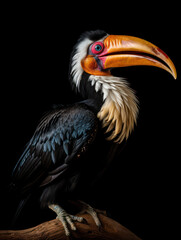 Fototapeta premium Hornbill Studio Shot Isolated on Clear Black Background, Generative AI