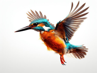 Fototapeta premium Kingfisher Studio Shot Isolated on Clear White Background, Generative AI