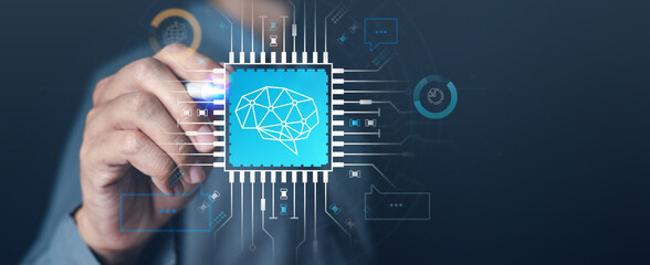 artificial intelligence, technology, processor, network, link, system, intelligence, innovation, ai, process. pen drawing neural technology with iot hud embracing innovation. around iot tech show it.