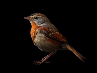 Fototapeta premium Passerine Studio Shot Isolated on Clear Black Background, Generative AI
