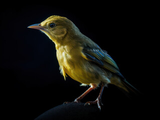 Fototapeta premium Passerine Studio Shot Isolated on Clear Black Background, Generative AI