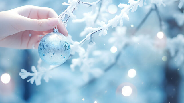 hand holding a christmas tree HD 8K wallpaper Stock Photographic Image 