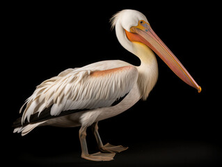 Pelican Studio Shot Isolated on Clear Black Background, Generative AI