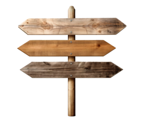 Blank empty wooden rustic signage sign board signpost post wood on transparent background