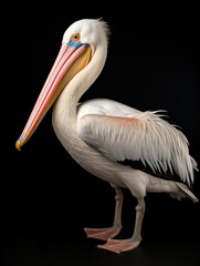 Obraz premium Pelican Studio Shot Isolated on Clear Black Background, Generative AI