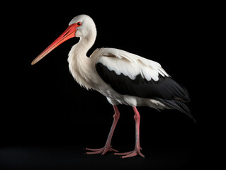 Stork Studio Shot Isolated on Clear Black Background, Generative AI