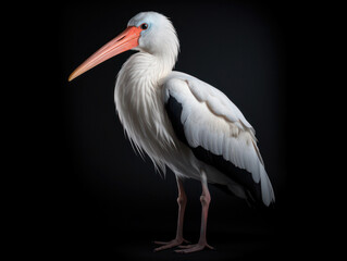 Fototapeta premium Stork Studio Shot Isolated on Clear Black Background, Generative AI