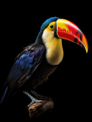 Fototapeta premium Tucan Studio Shot Isolated on Clear Black Background, Generative AI
